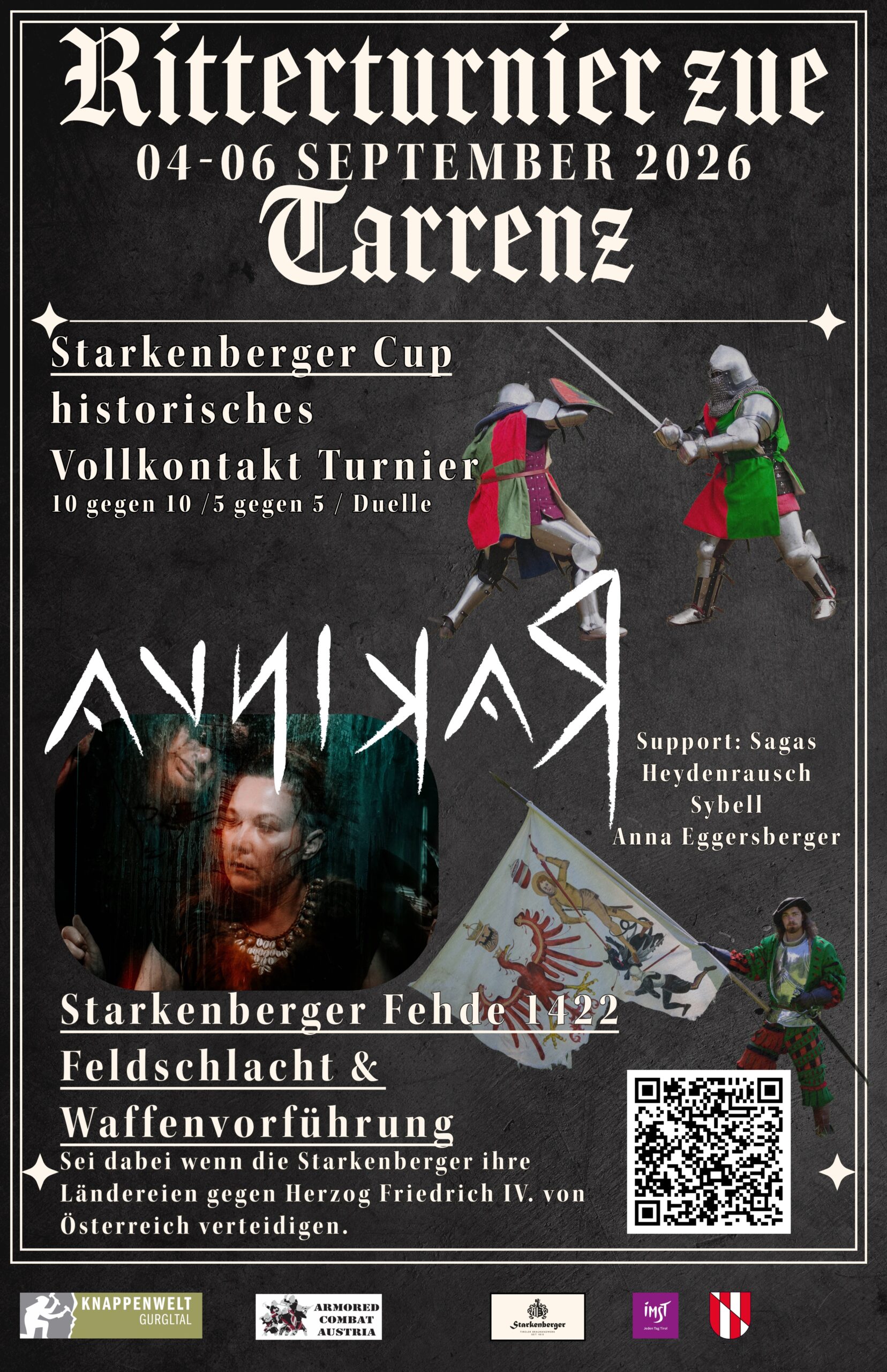 Plakat für das Ritterturnier zue Tarrenz von 4.-6.9.2026